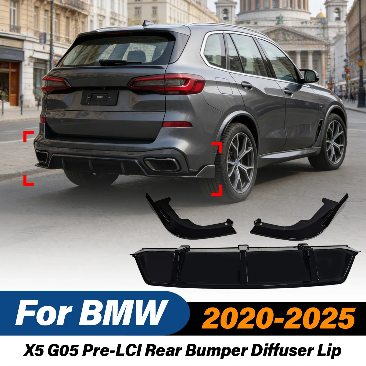 

For BMW X5 G05 Pre-LCI 2020 2021 2022 2023 2024 2025 Rear Bumper Diffuser Lip Racing Splitter Car Surround Exterior Accessories