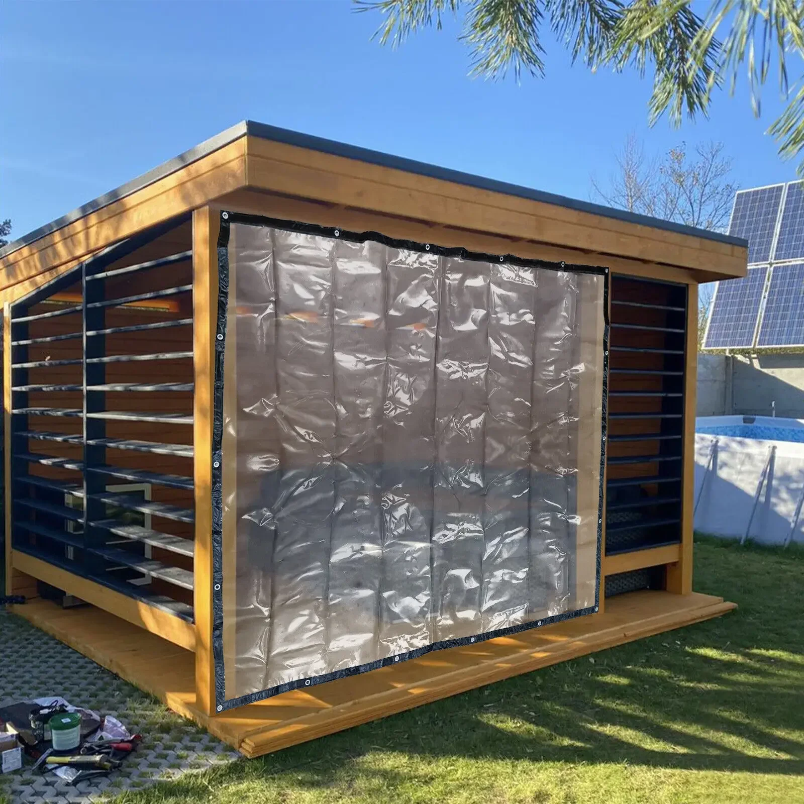 

8*10 футов прозрачный брезент из ПВХ сверхмощный прозрачный брезент водонепроницаемый солнцезащитный козырек палатка