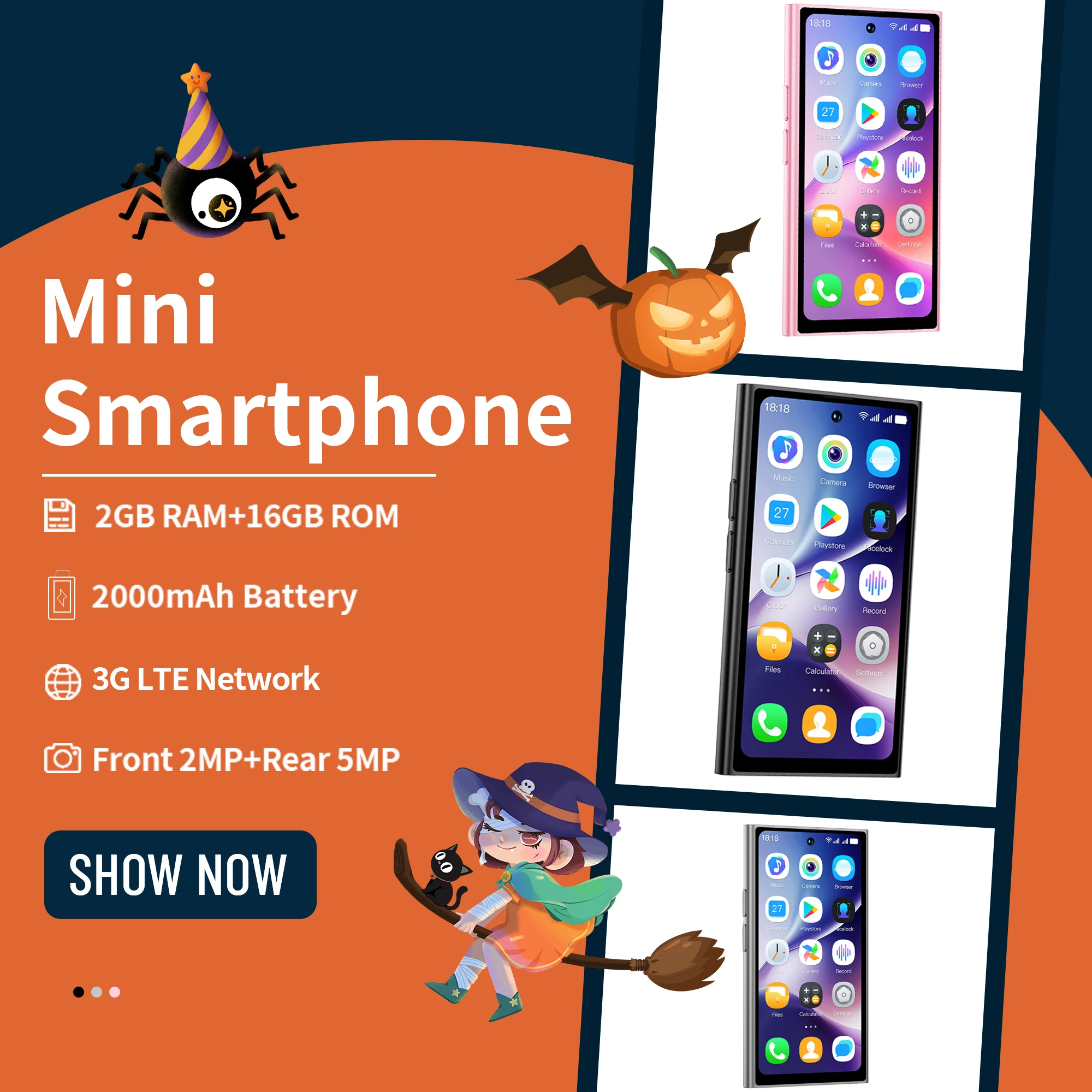 ONEMYTH S25 Pro 3G Mini Smartphone 4.0-inch Dual SIM WIFI 2GB RAM 16GB ROM Android 10.0 Type-C Android Phone Play Store
