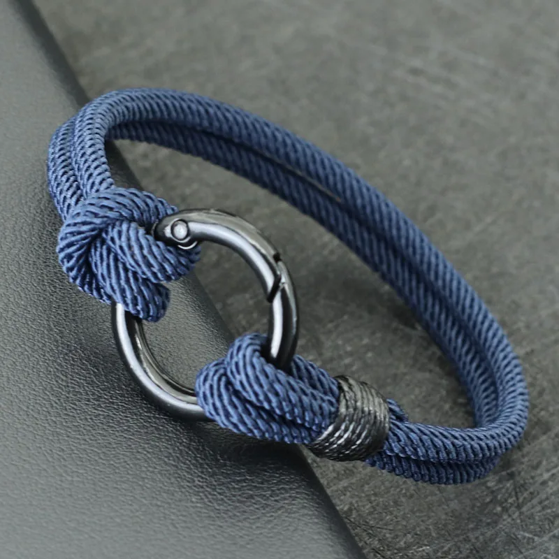 New Fahion Men Bracelet Rope Mountaineering Buckle Double Layer Lucky Red Thread Braclet Pulsera Hombre Accessories Hiphop Joias