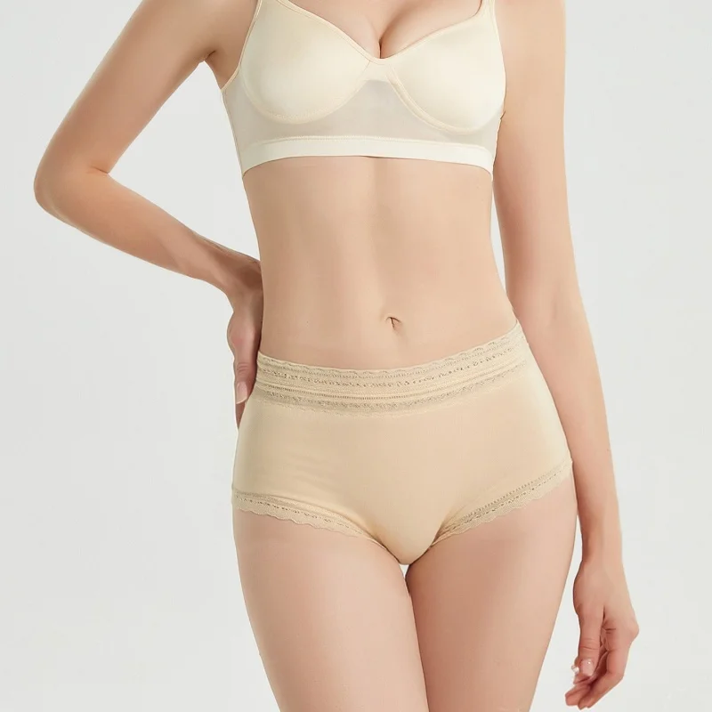 Birdtree, 2PCS 100% Real Silk Knitted Briefs, Women's Mid-waist Underpants, Elastic Soft Solid Brief, 2026 Summer New A64629JF