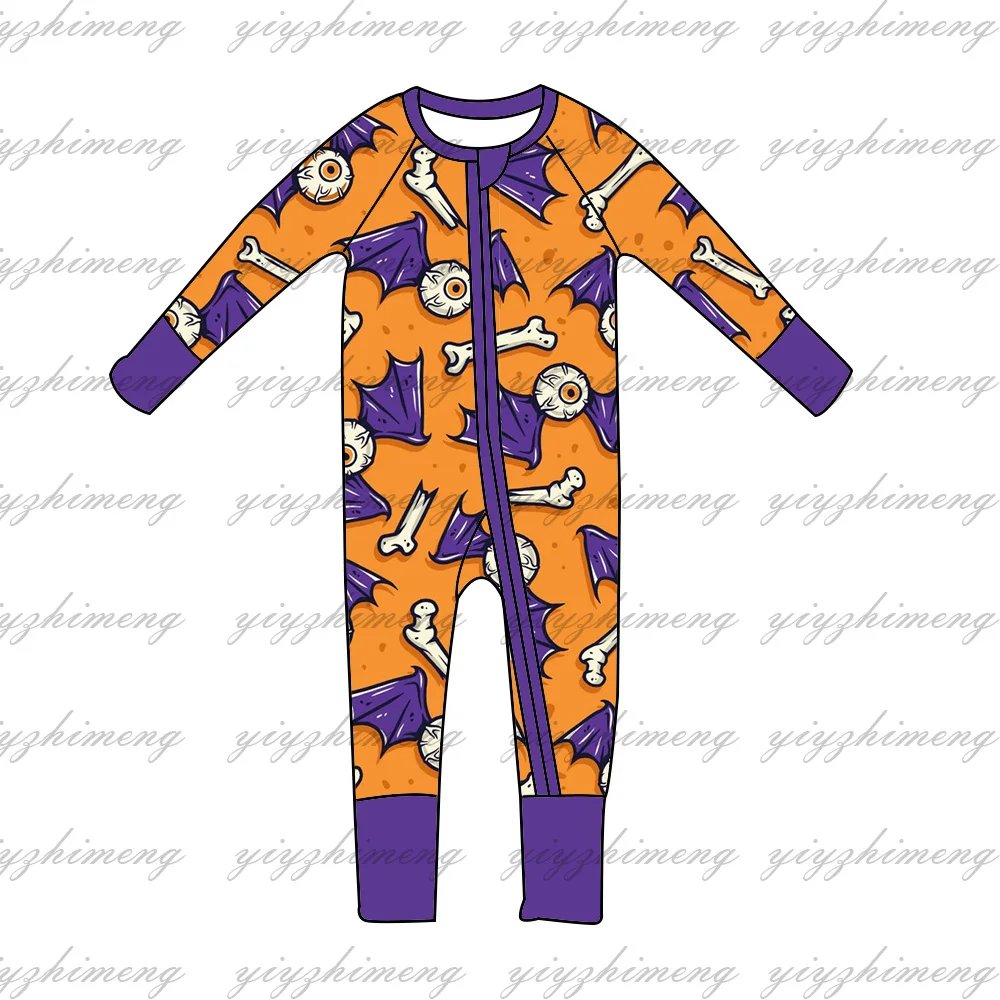 

Toddler Baby onesie Halloween Boys Girls Clothing Halloween printed Milk silk fabric Long sleeve zipper onesie for kids