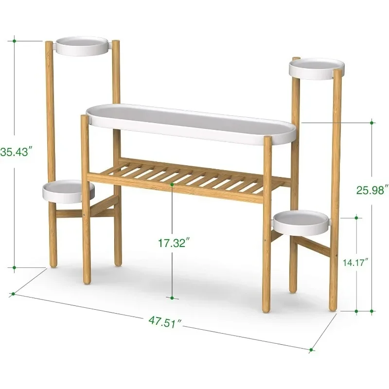 Bamboo Plant Stands Indoor, 3 Tier Tall Corner Plant Stand Holder & Plant Display Rack for Garden Outdoor (3-2 Tier)