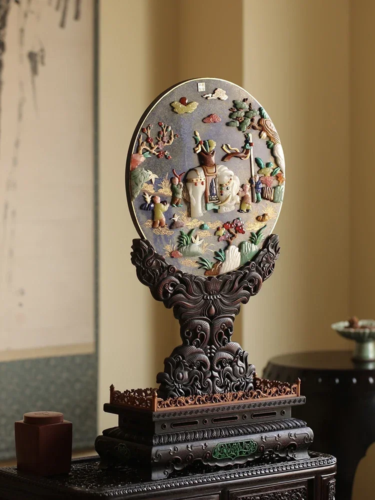 Vendite caldeLapislazzuli intarsiato con schermo del cerchio del tesoro