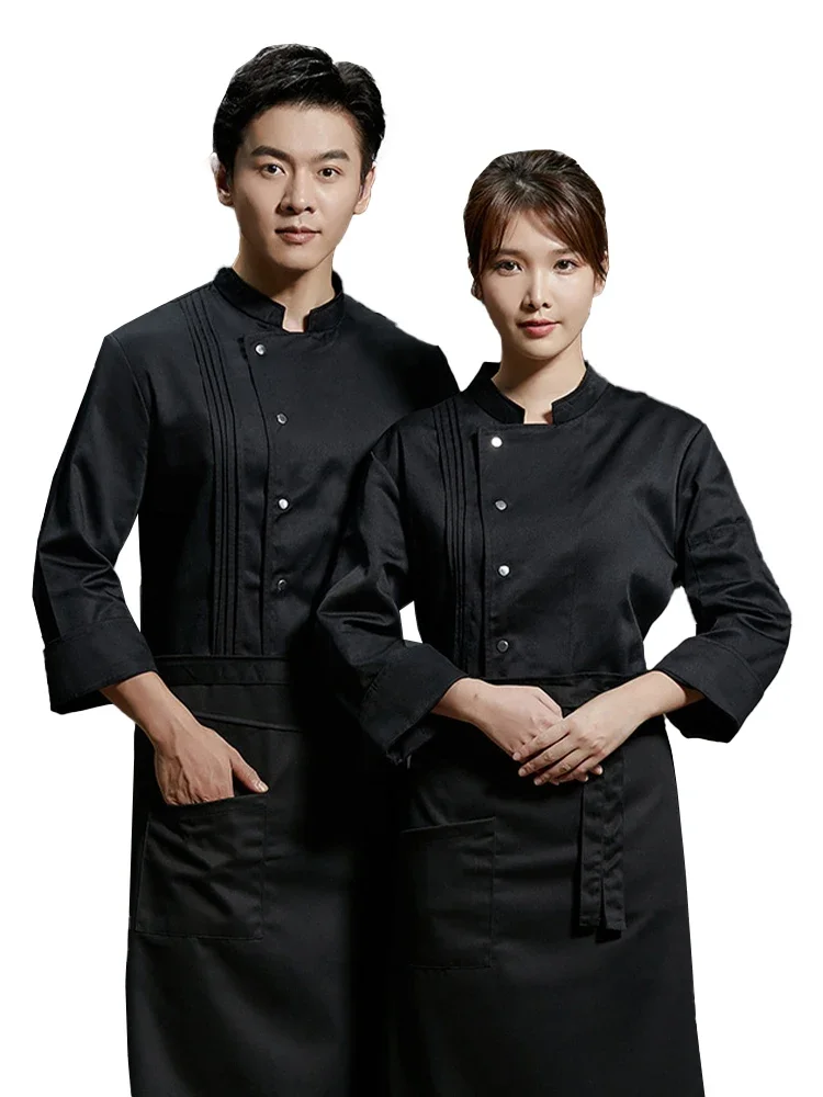 

Pizza Chef Uniform Restaurant Long Sleeve Shirt Kitchen Baker Jacket Cooking Apron Cook Clothes Bakery Cafe Waiter Work Shirt