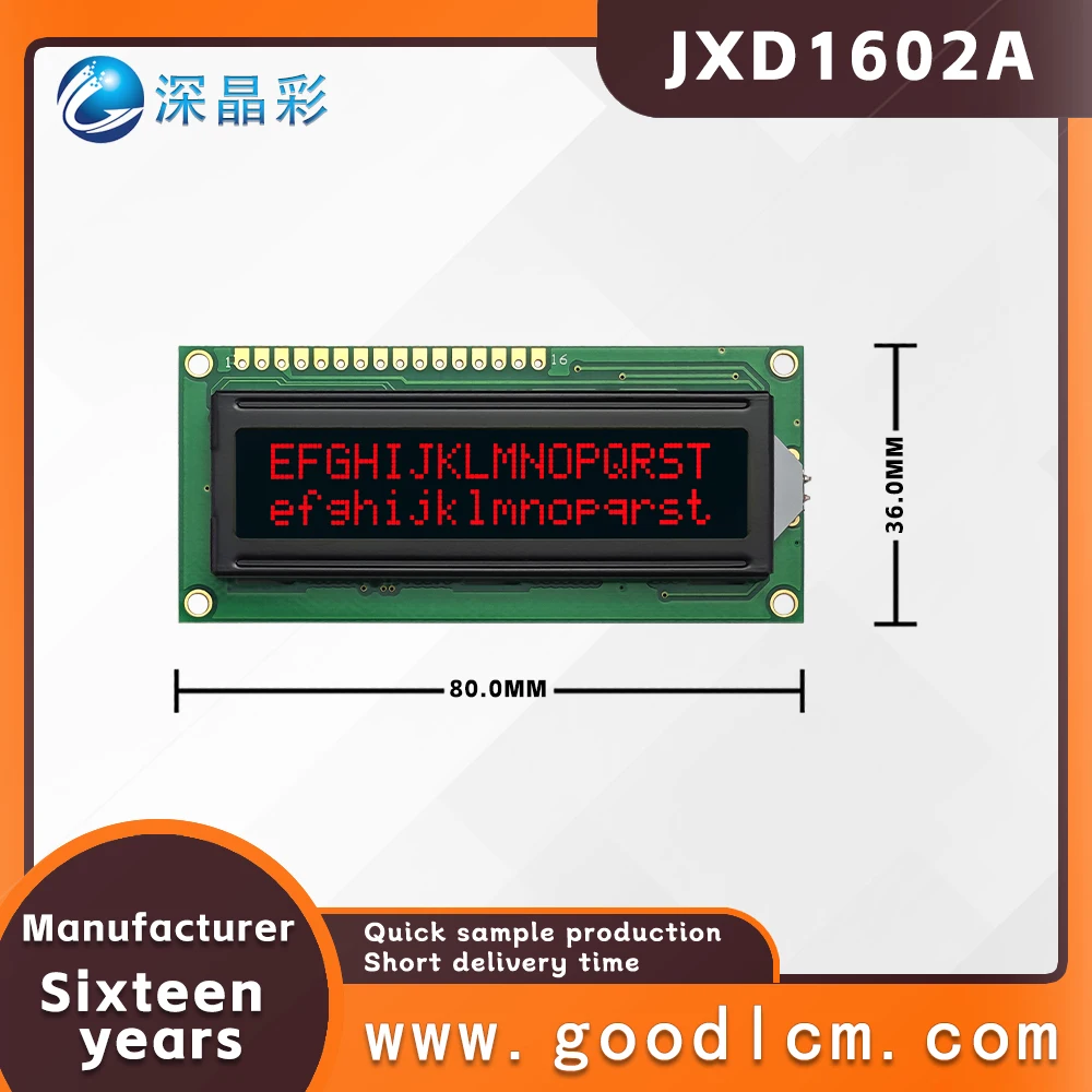 Russian language LCD screen JXD1602A VA Red Negative 16X2 character screen high standard industrial LCM display module