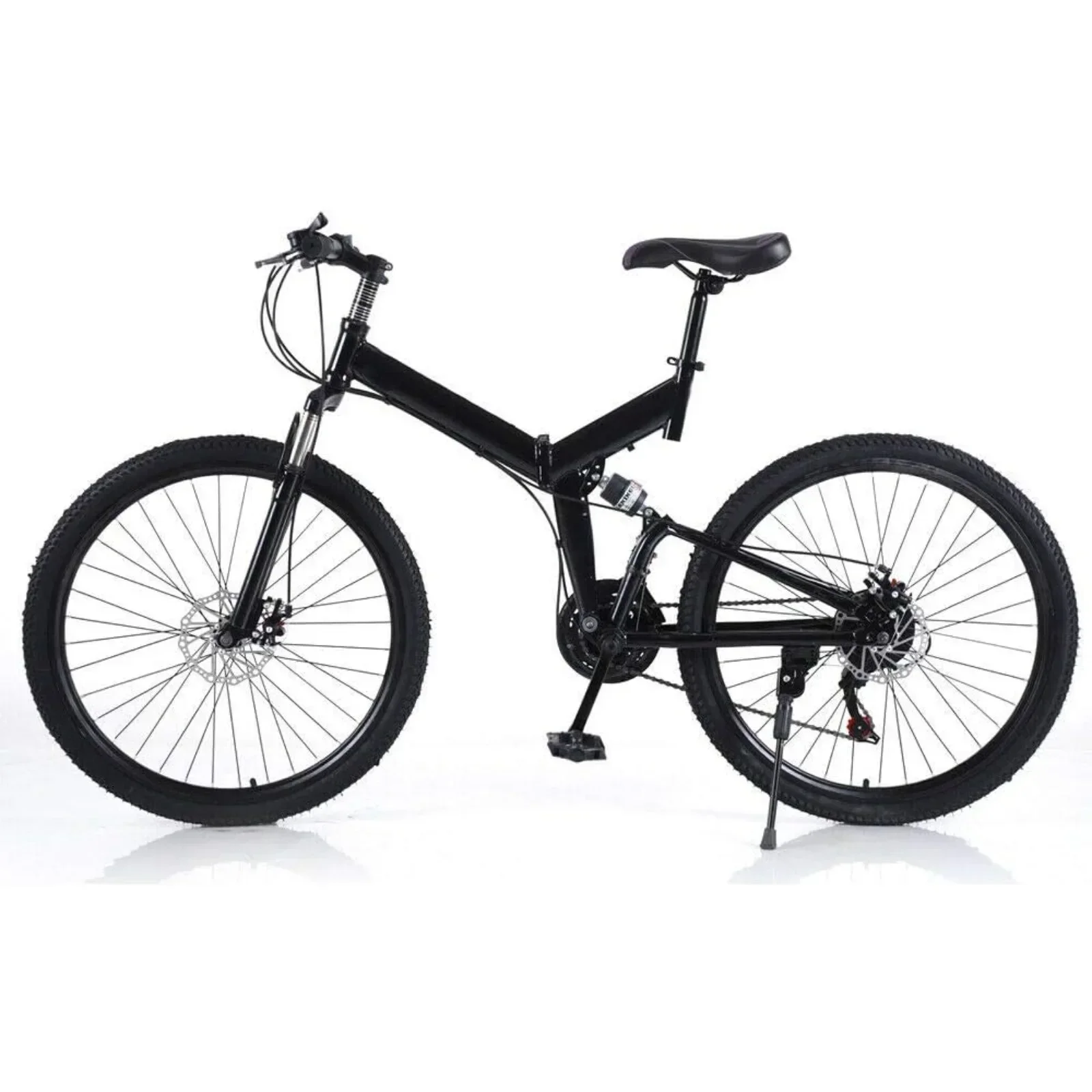 AliExpress CNCEST Mountain Bike 26" Folding Mountain Bike 21Speed MTB Bicycle Full Suspension Dual Disc Brakes Carbon Steel Foldable Frame Bicycle