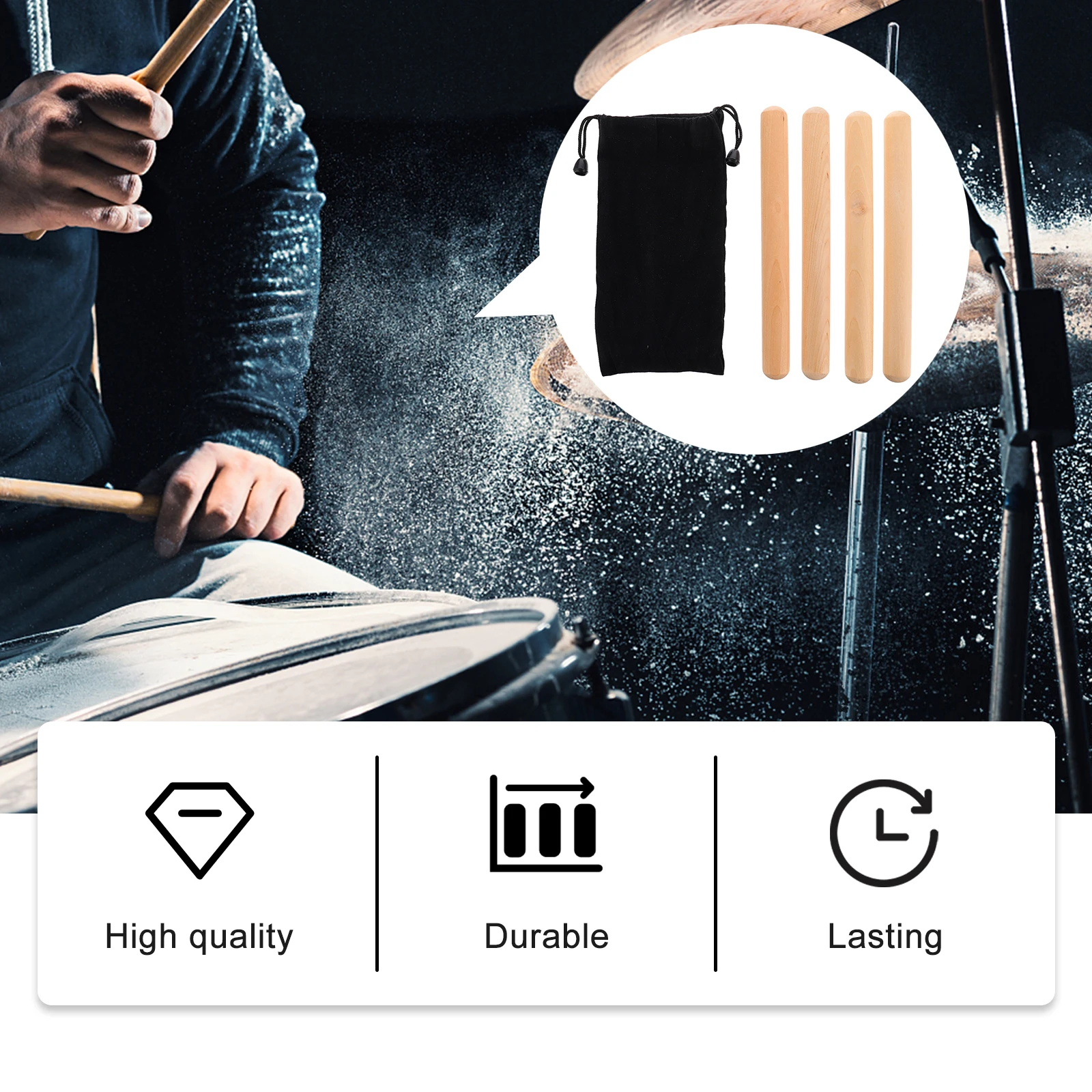 

5pcs Rhythm Sticks Natural Hardwood Claves Crisp Sound Music Lummi Stick For s Durable Eco-Friendly Percussion Instrument