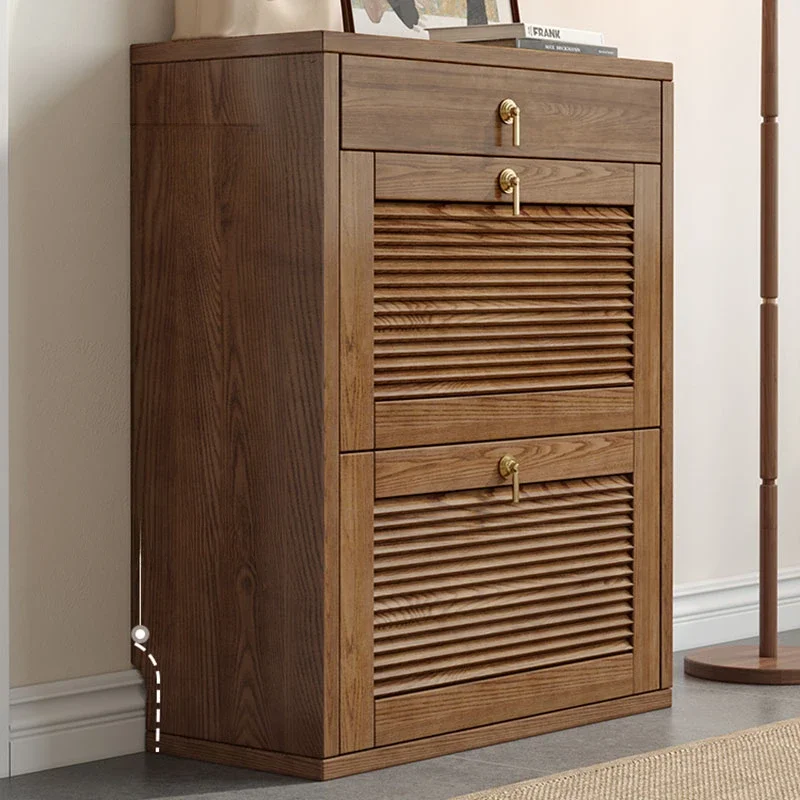 خزائن الأحذية الخشبية الرجعية المنظم الرف عرض المنزل المدخل خزانة أحذية عمودية رف Articulos Para El Hogar الأثاث