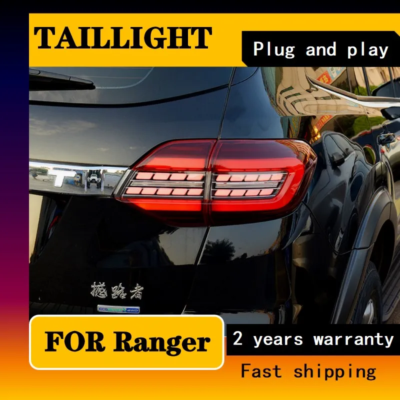 Car Styling For Ranger Everest 2016-2021 Endeavour LED Taillight Rear Fog Lamp Turn Signal Light Highlight Reversing and Brake