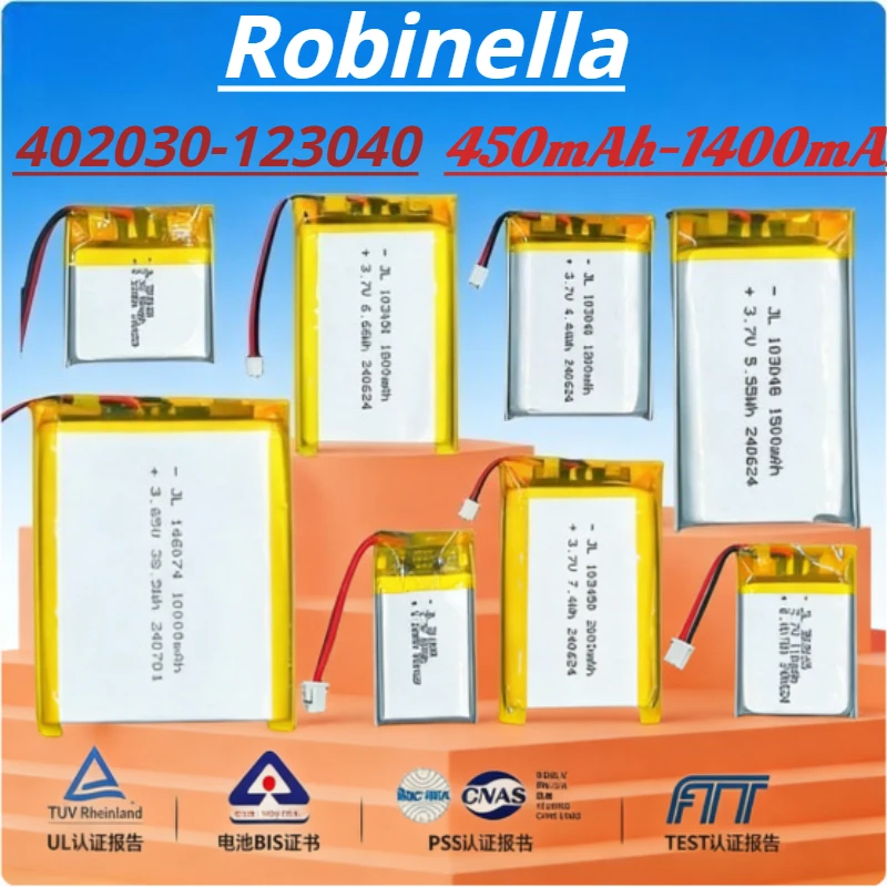 803040 3.7V Lithium Polymer Battery 303040 403040 503040 603040 703040 903040 103040 1200mAh 123040 PH2.0 Plug for Speakers