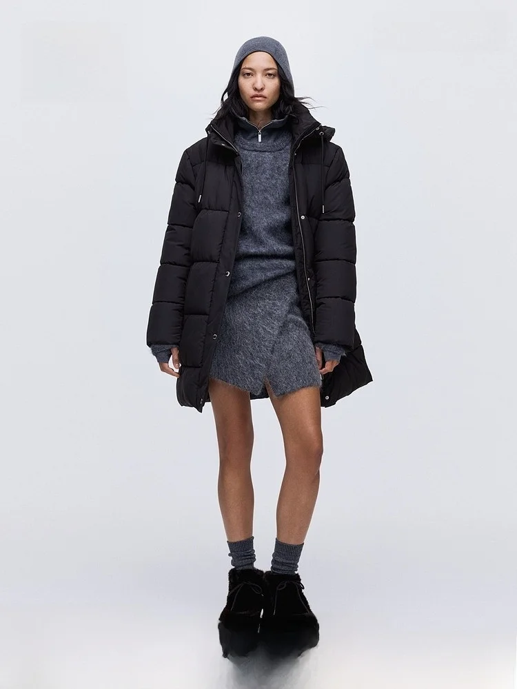 

Женское длинное зимнее пальто H&M до колен, утепленное, из полиэстера, 100% комфортное, для активного отдыха