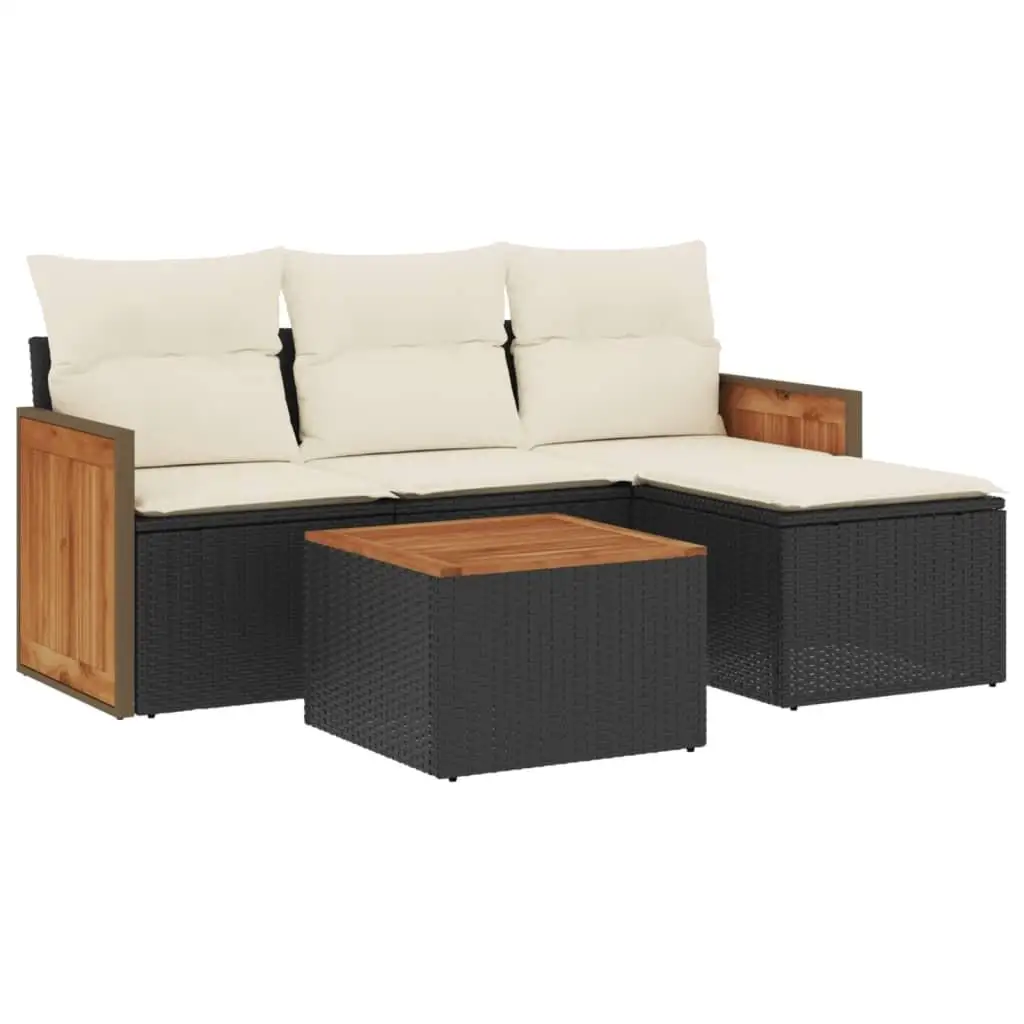 Schwarzes PE-Rattan, großes modulares Gartensofa-Set, Sitzmöbel für den Außenbereich, für Terrasse, Balkon, Terrasse