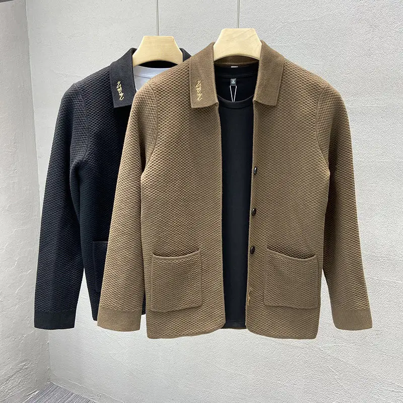 

Autumn and Winter Men's Knitted Cardigan Fashionable and Versatile Shirt Collar Korean Sweater Jacket