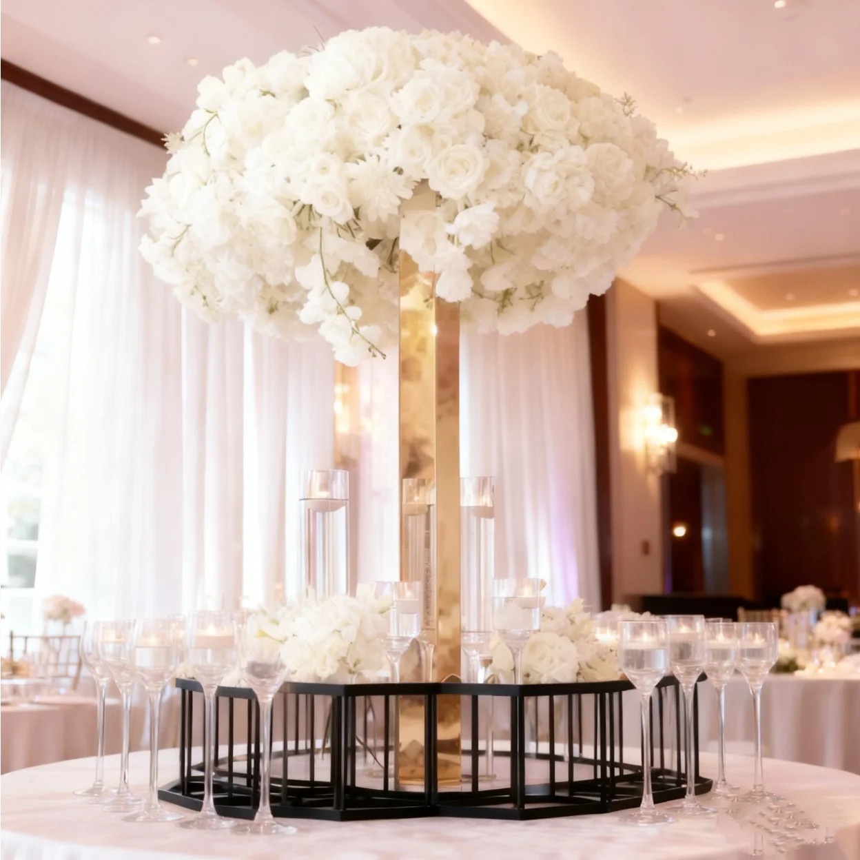 

10pcs)60-120cm bTall Gold Rectangle Metal Stainless Steel Flower Stand High Quality Wedding Events & Table Decorations