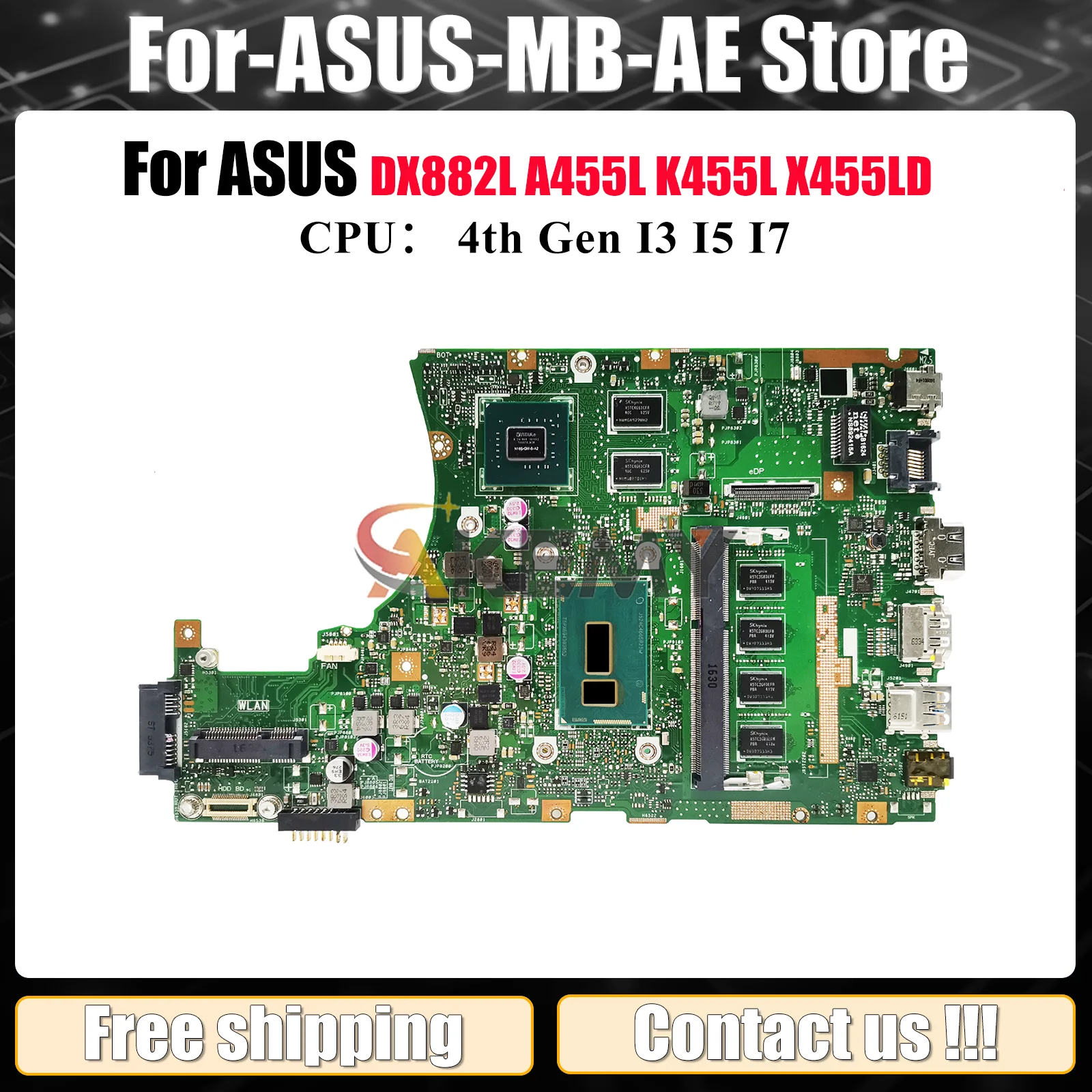 

X455LD Laptop Motherboard For ASUS K455L X455L A455L X455LD X455LN DX882L X455LJ X455LB X455LF X455LNB Mainboard W/ I3 I5 I7 CPU