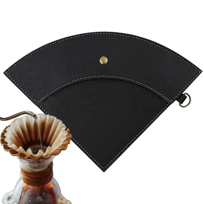 PU Leather Coffee Filter Paper Storage Bag For Coffee Dripper Waterproof Coffee Filters Holder Pouch Outdoor Camping Supplies