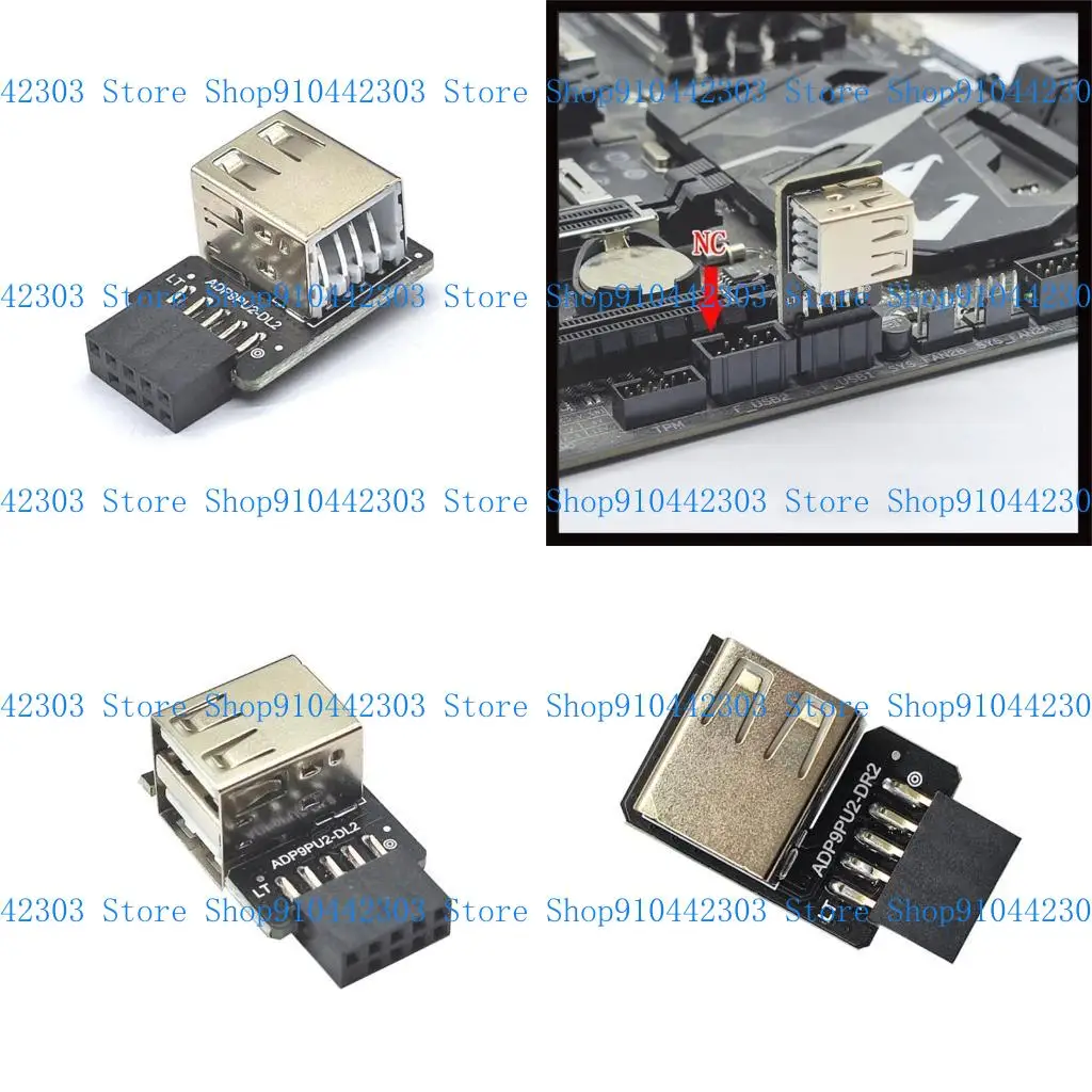 

L4MD 9Pin Motherboard to 2 Ports USB2.0 Dual USB 9 Pin Female Adapter Converter Board
