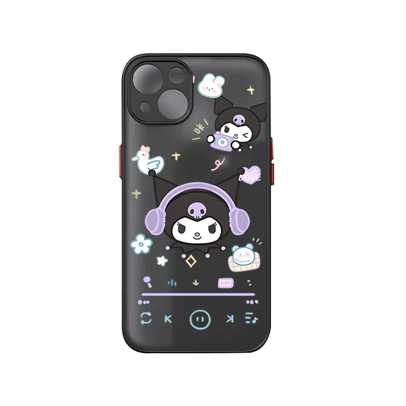 حافظة هالو كيتي لهاتف أبل آيفون 11 15 16 14 13 12 Pro 7 XR X XS Max 8 Plus 6 6S SE 2022 15Pro هاتف أسود غير لامع Funda لطيف