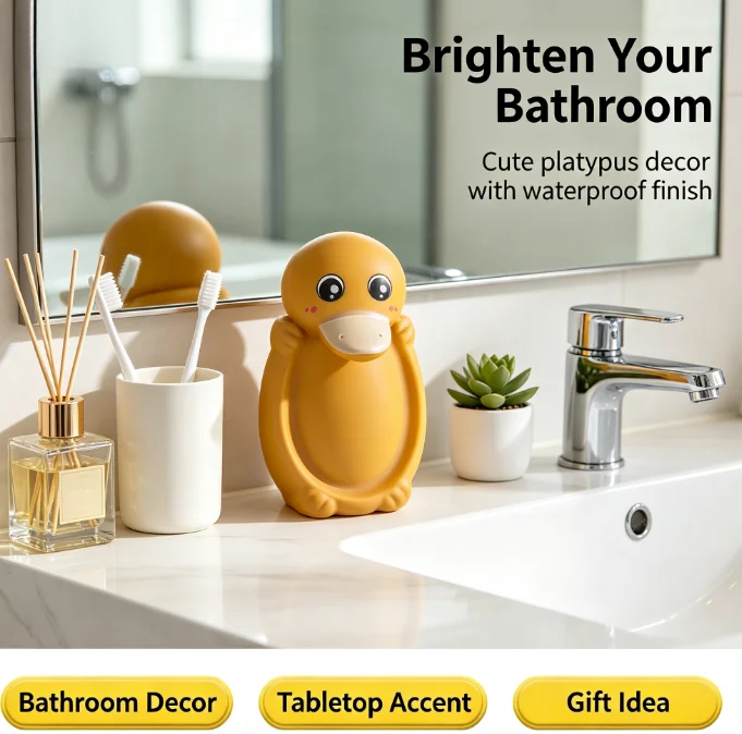 Cute Platypus Shaped Soap Dish, Waterproof Draining Soap Holder, Creative Cartoon Soap Storage Tray, Durable Bathroom Home Decor Accessory