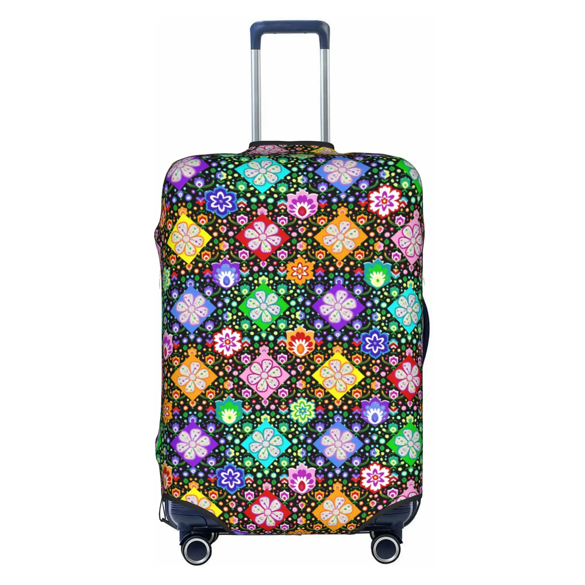 Poland Folk Flowers  Luggage Cover Elastic Polish Floral Art  Travel Suitcase Protective Covers Fits 18-32 Inch