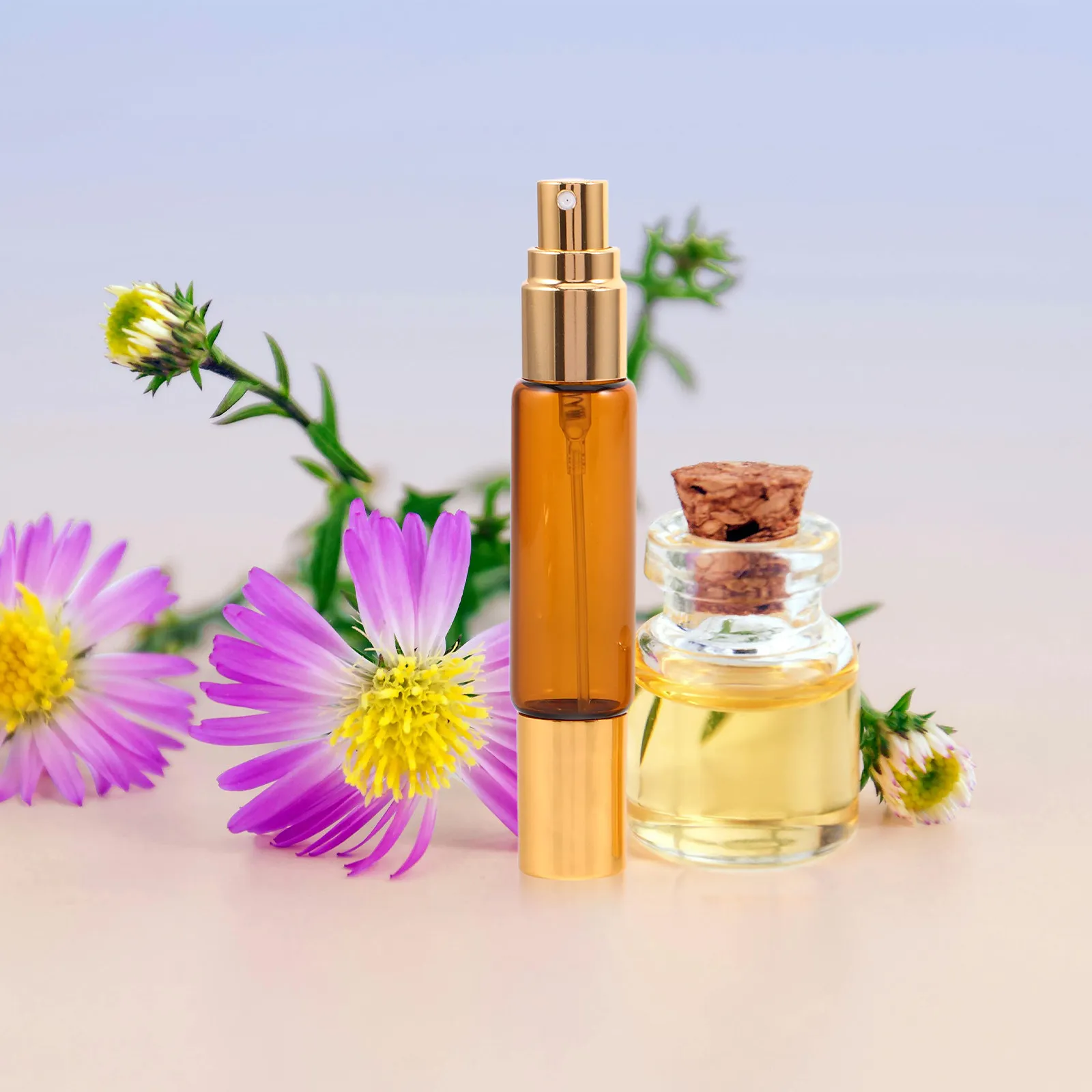 8Pcs Essential Oil Roller Bottles Set Amber Glass Dual-Head Leakproof Refillable Mini Perfume Spray Bottles Travel Aromatherapy view 5