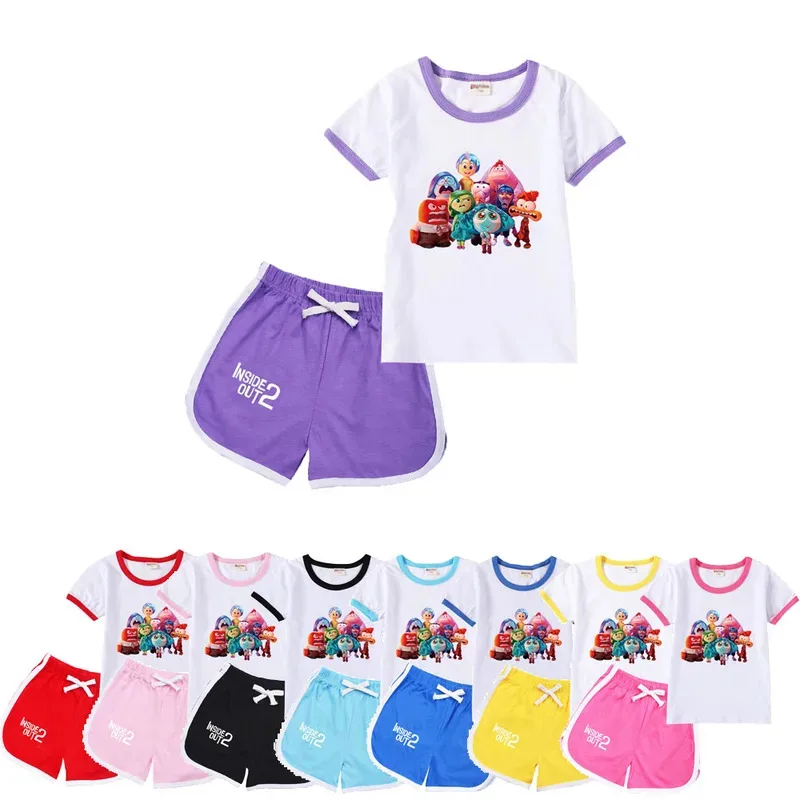 

Children Clothes Inside Out 2 T-shirt+shorts Two Piece Sets for Kids Suits Baby Boys and Girls Shorts Sleeve Summer Fashion F