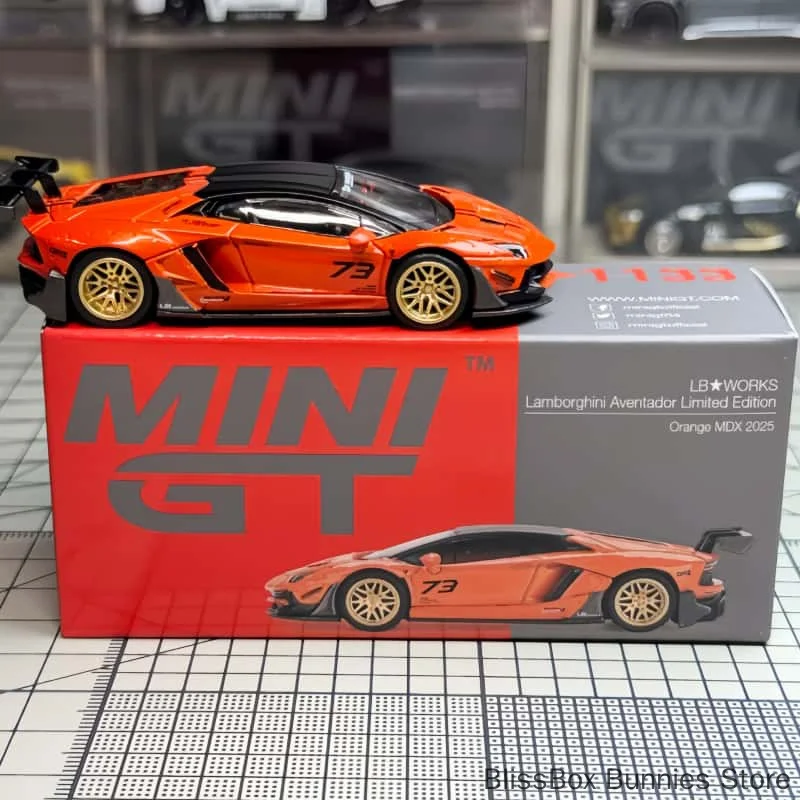 In Stock MINIGT 1:64 1133 Collectible Model Vehicles Diecast Lamborghini Aventador LB WORKS Orange MDX2025 RHD Car Toy Gifts