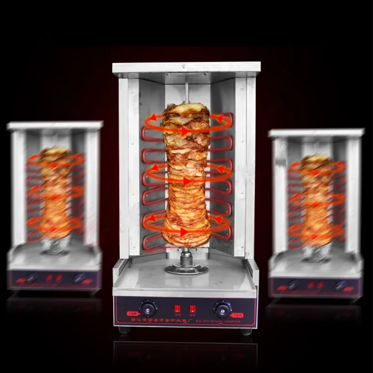 Professional Factory Supply Restaurant Desktop Vertical Rotating Grill Shawarma Rotisserie Electric Turkey Doner Kebab Machine