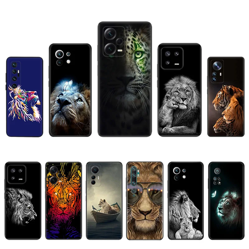 Matte Phone Case for Redmi Note13 Pro 5G 4G Note 12 12c 13c Xiaomi 12X 12T 13 Lite Lion King Black Soft Cover