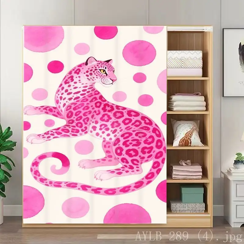 VIKAMA Cheetah Tropical Noren Door Curtain Jungle Floral Animal Print Wardrobe Cover Partition Home Decoration