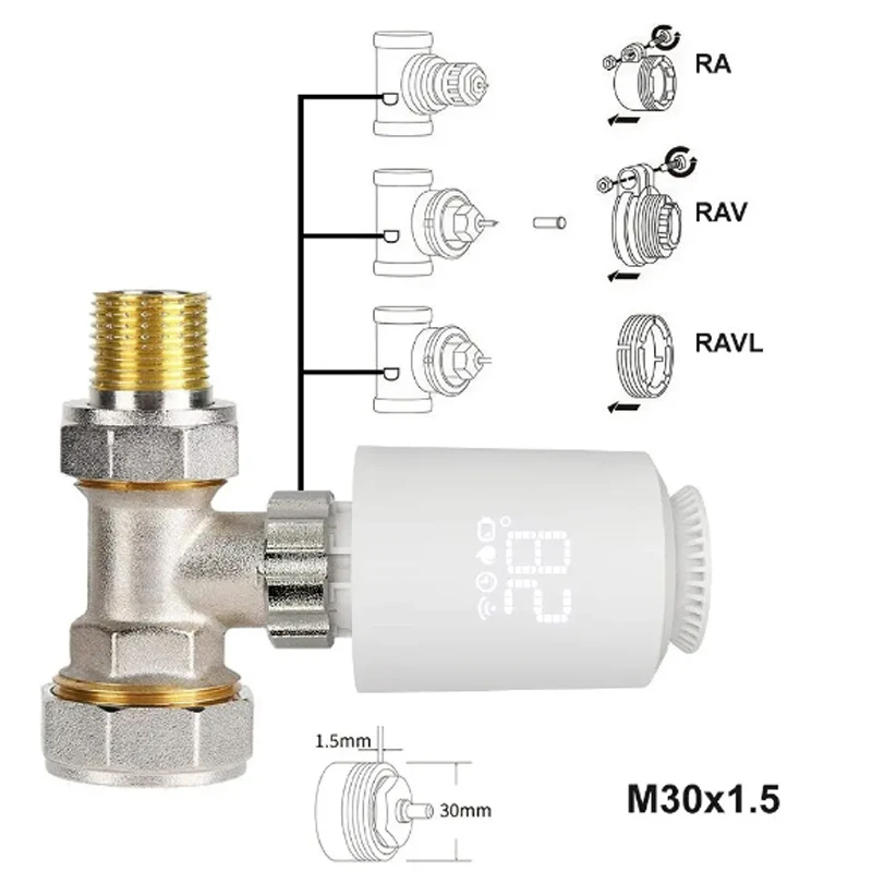 2024 New Tuya TRV Thermostat Thermostatic Radiator Valve Home Heating Radiator Thermostat Temperature Controller