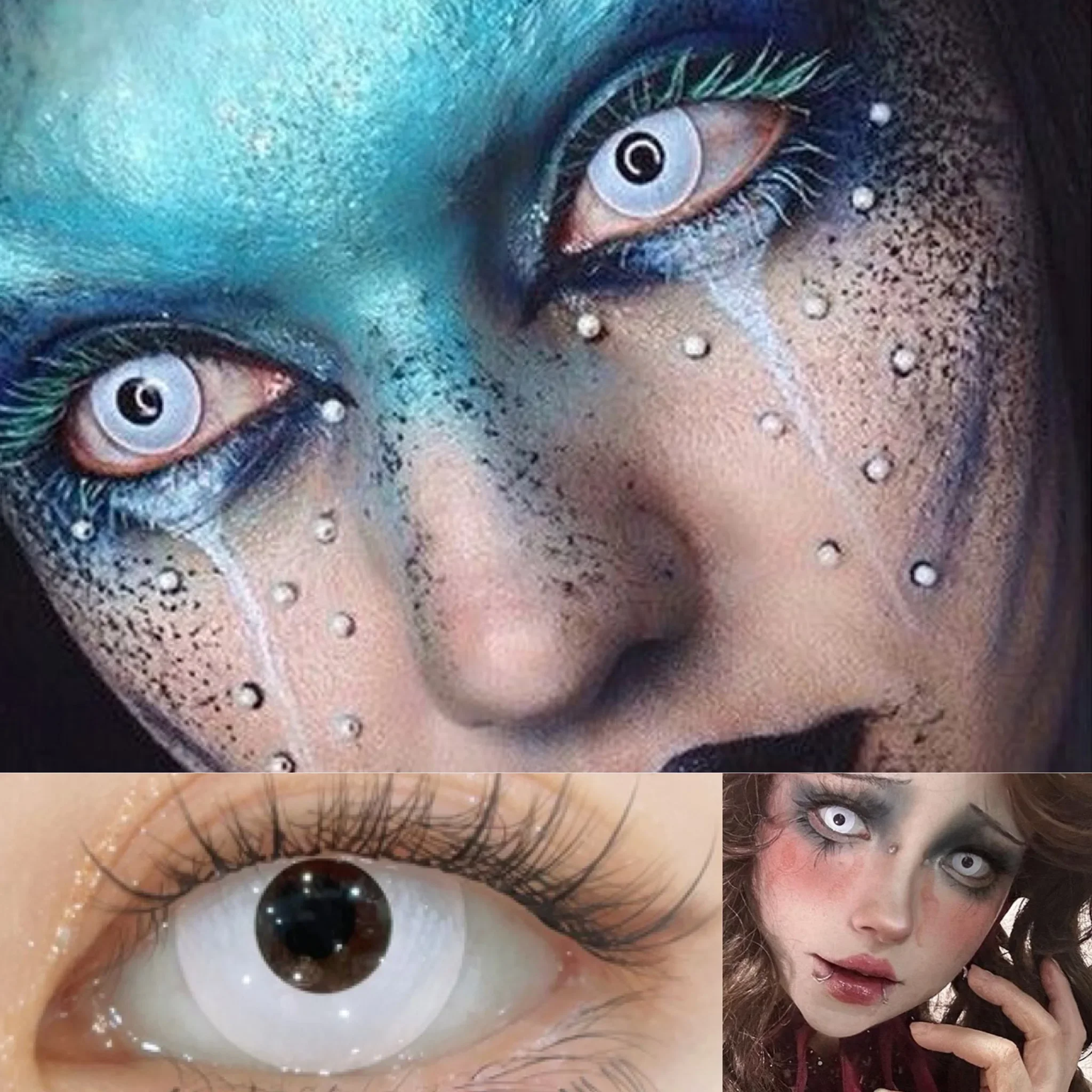 Lalens Weiße Blind-Block Farbige Kontaktlinsen Halbjährliche Weiche Linsen für Anime Cosplay Schwarze Cos-Kontaktlinsen für Coser Augen-Make-up – Detail 7