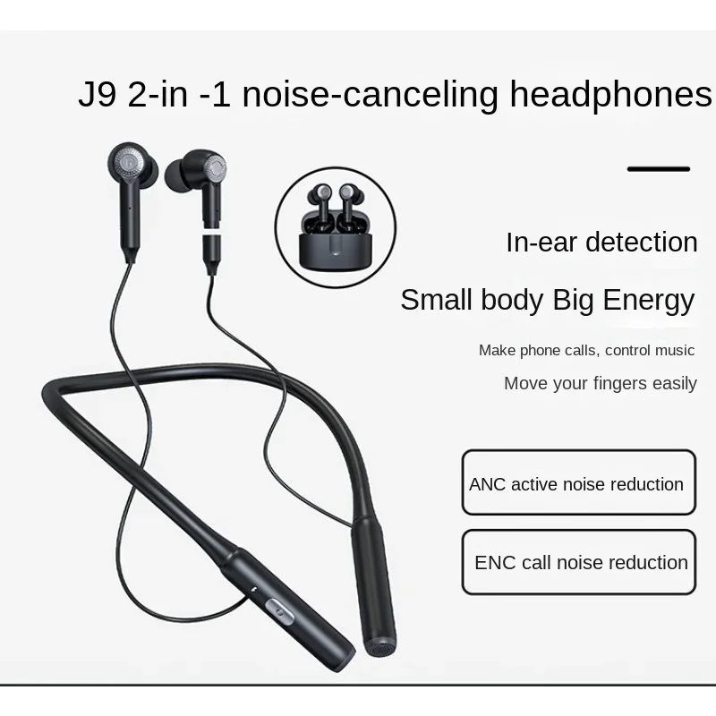 Wireless bluetooth headset neck type in-ear ANC active noise reduction original sound transparent HIFI sound quality long