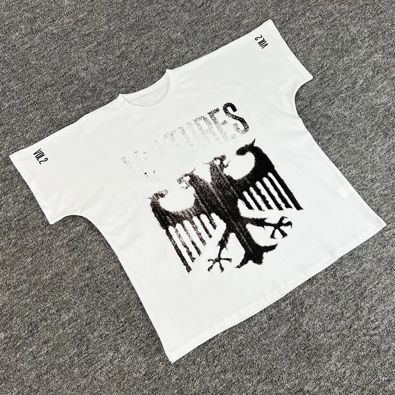 

Black White Fashion All-match Kanye West T-shirts Animal Print VULTURES Short Sleeve Tops