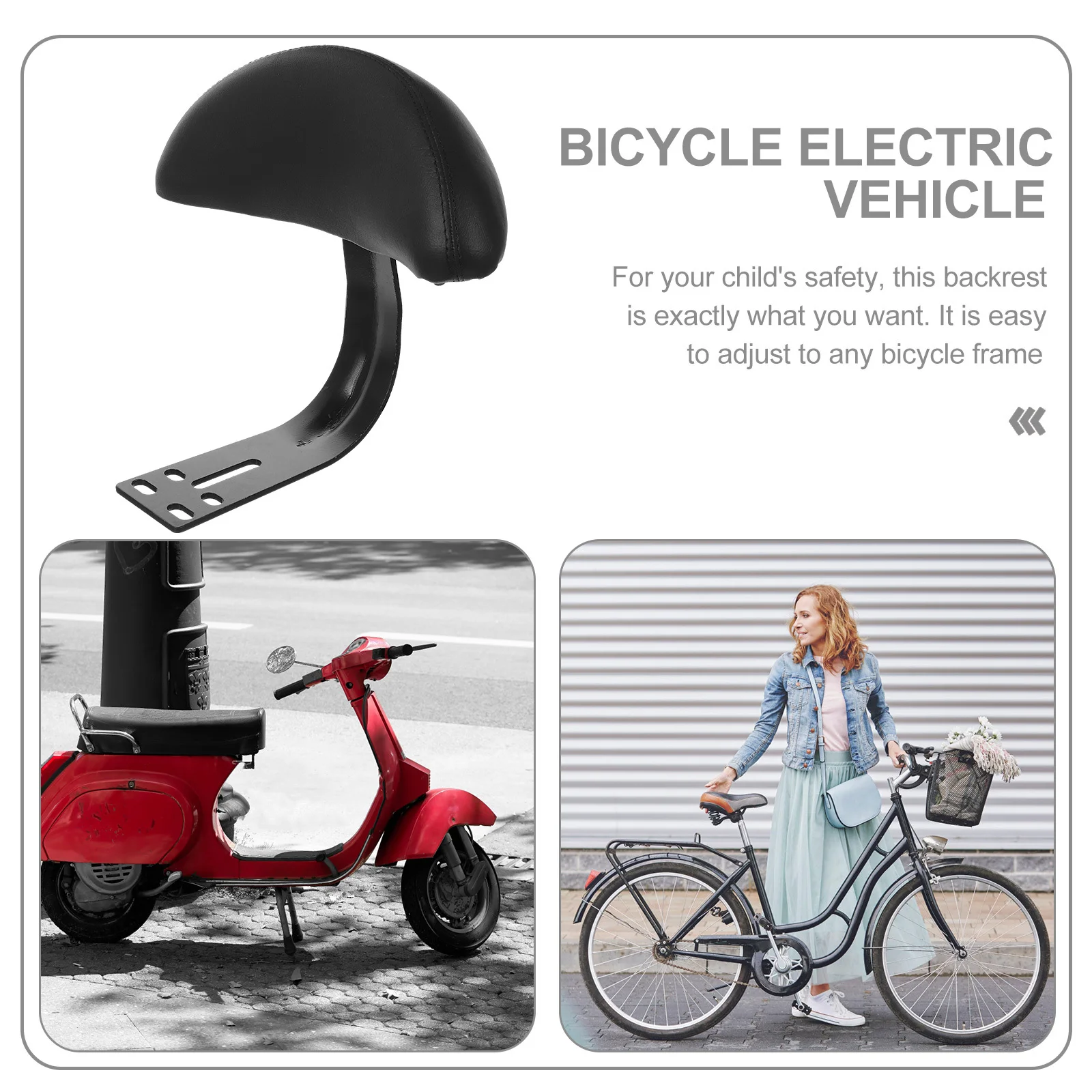 

Electric Saddle Back Rest Bike Seat Cushion Wide Ergonomic Design Universal E-Bike Backrest For Motorcycle Bicycle Riding