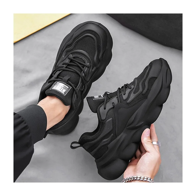 Men's Shoes New Fashion Outdoor Casual Sports Breathable Comfortable Mesh Thick Sole Sneakers Versatile Lace-Up Casual Footwear