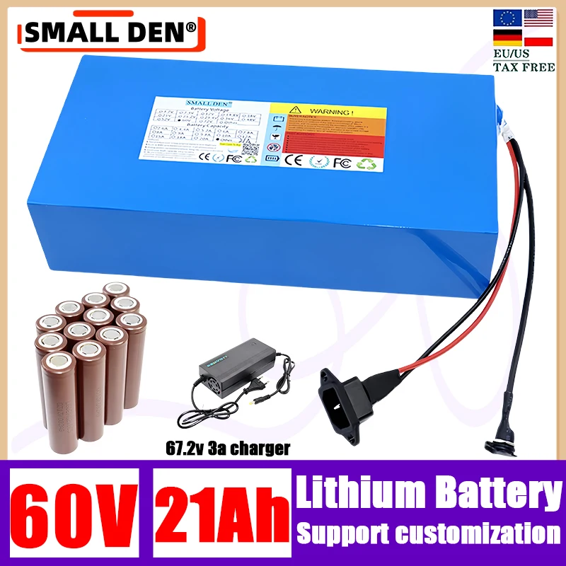 

60V 21Ah new 16S7P 18650 lithium battery pack 1000-2500W High power ebike cells Electric bicycle scooter Motorcycle customizable