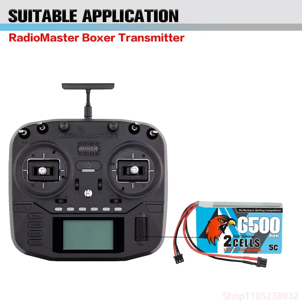 High Capacity 6500mAh 2S 7.4V FPV Drone Battery for RadioMaster BOXER Long Range