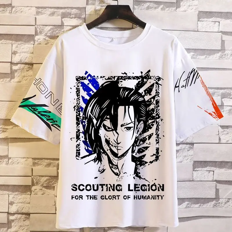 Anime juego ataque a los Titanes ropa mujer hombre capitán alas de libertad manga corta periférica bidimensional Eren camiseta