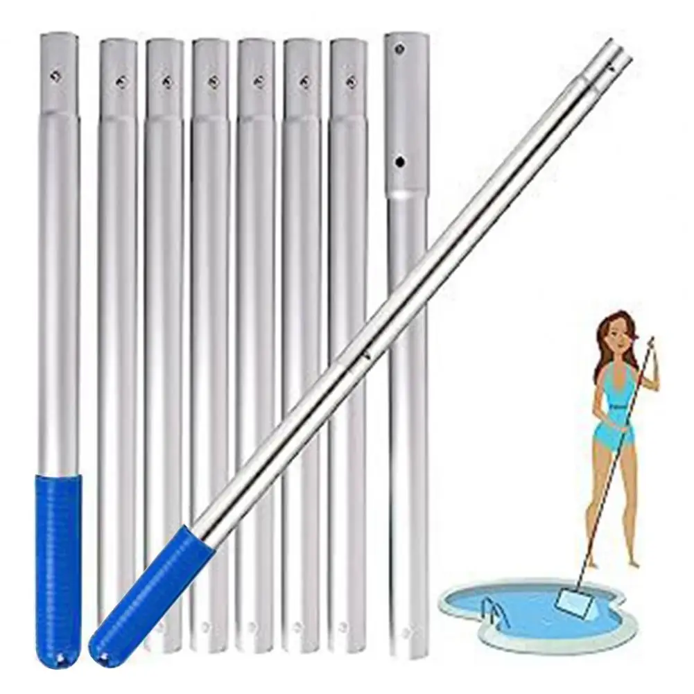 Swimming Pool Skimmer Net Pole Replacement Rustproof Corrosion Resistant Adjustable Aluminum Swimming Pool Pole Accessories