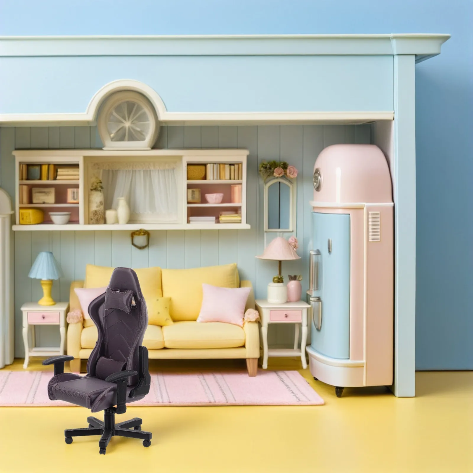 

Miniature Gaming Chair 1:12 Scale Computer Chair Office Furniture Mini Dollhouse Accessories Collector Decor Mini Things