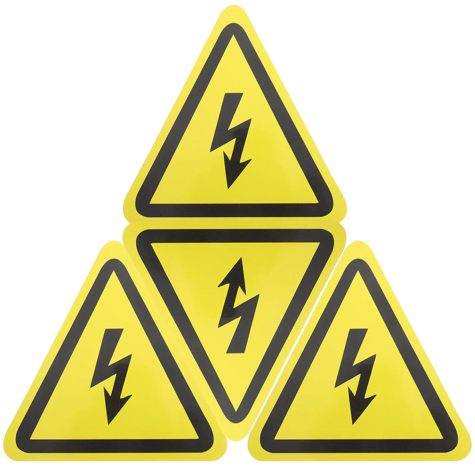 

4pcs Voltage Warning Warning Electric Fence Safe Sign Stickers 12cm Yellow Electrical Safety Signs Labels Traffic