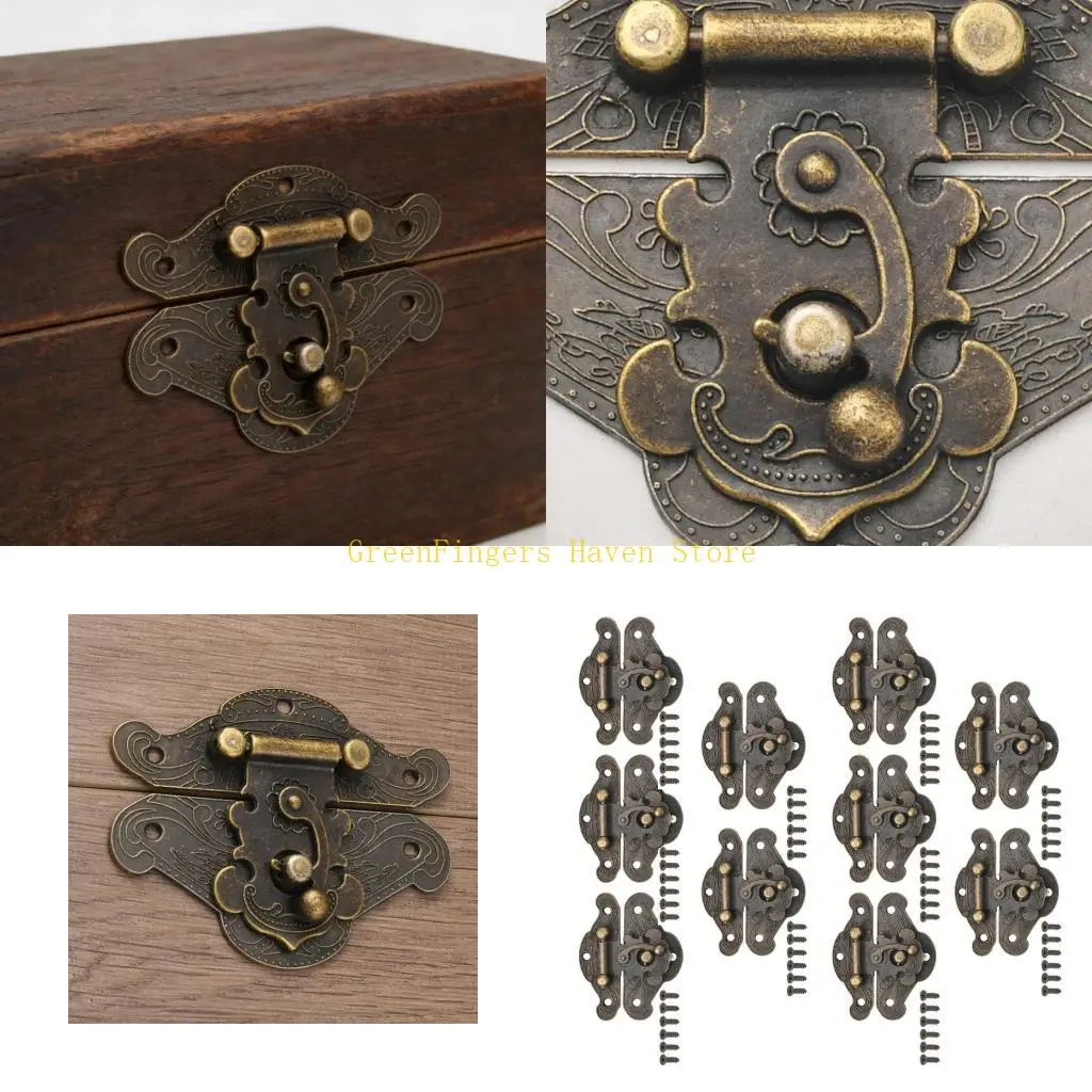 

F68D 10PCS Heavy Duty Metal Chest Latches Wooden Box Joint Drawer Fastener for Secure Closures On Wooden Storage Container