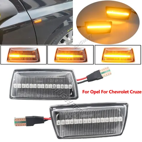 2PCS For Opel Insignia Astra H Zafira B Corsa D For Chevrolet Cruze Led Dynamic Side Marker Turn Signal Light Sequential Blinker 8 best sales chevrolet cruze far - №7