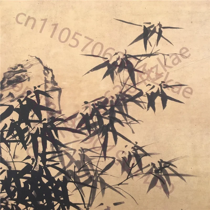 Chinese Old Scroll Zheng Banqiao Bamboo Painting Rice Paper Painting Slice Wall painting
