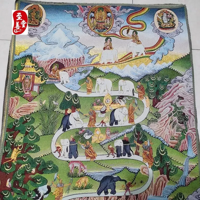 Tibet Tibetan Cloth Silk Buddha's biography Thangka Tangka Embroidery Painting Embroidery Hanging Pictures