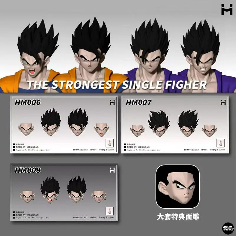 

In Stock Hm006 Dragon Ball Black Hair Gohan Head Sculpt Accessory Set With 2 Hairstyles 4 Face Sculpts Collection Decoration
