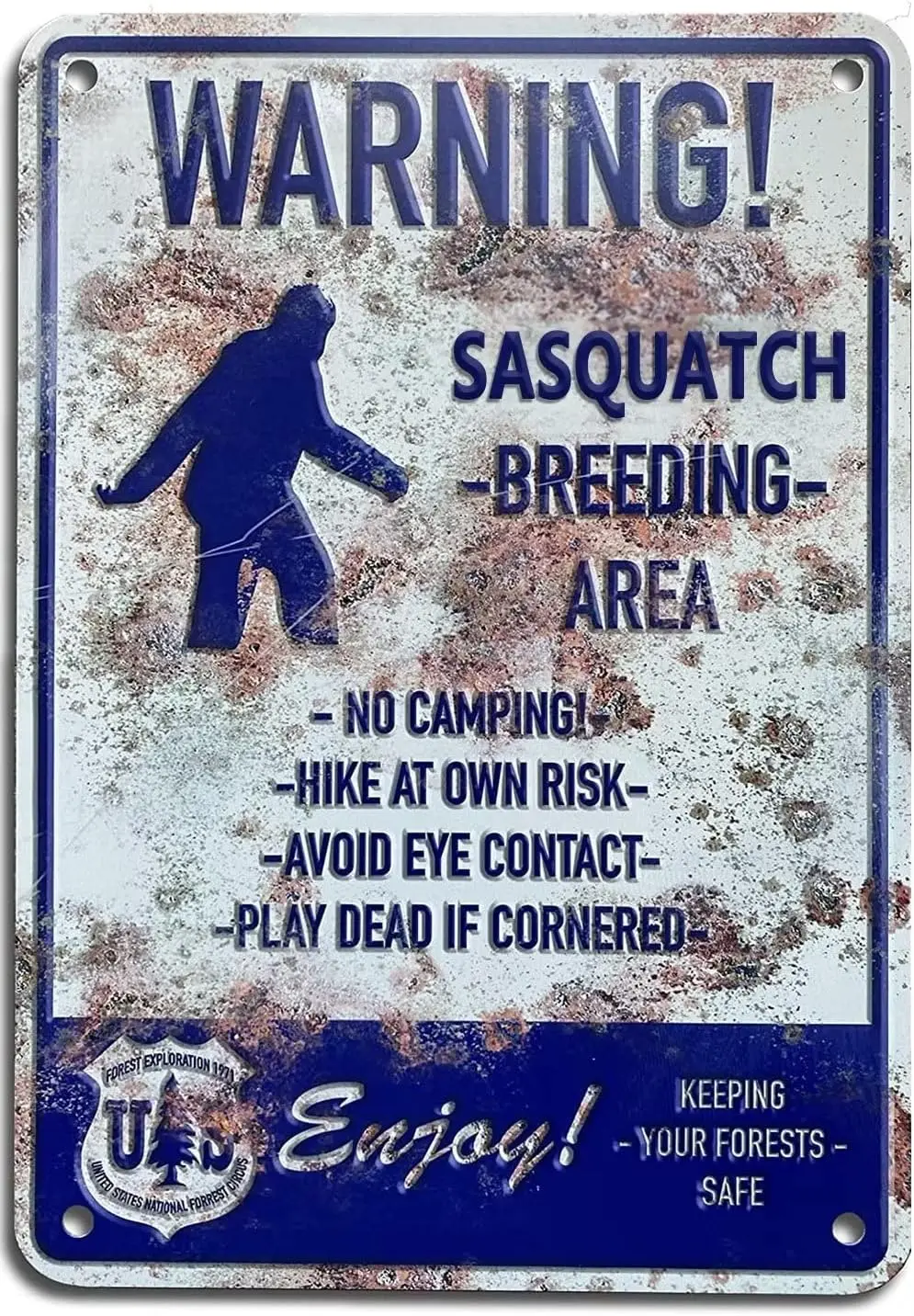 UOAIUDT Sasquatch Breeding Area Metal sign Sasquatch Warning Tin Sign Vintage Vintage poster plaque Wall decoration Gift for Kit