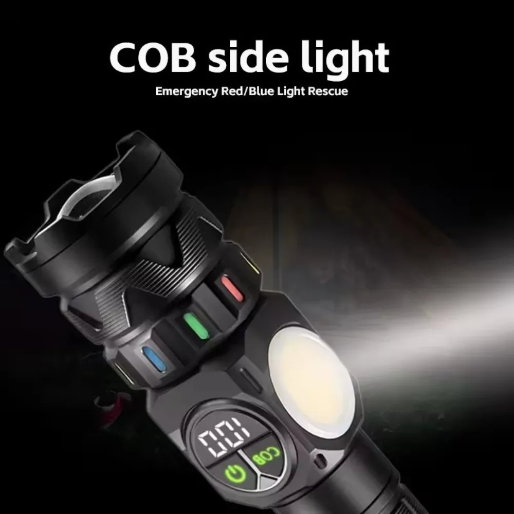 USB Rechargeable LED Flashlight Zoom Spotlight Waterproof Camping Light Searchlight Magnetic attraction Portable Lighting Hiking